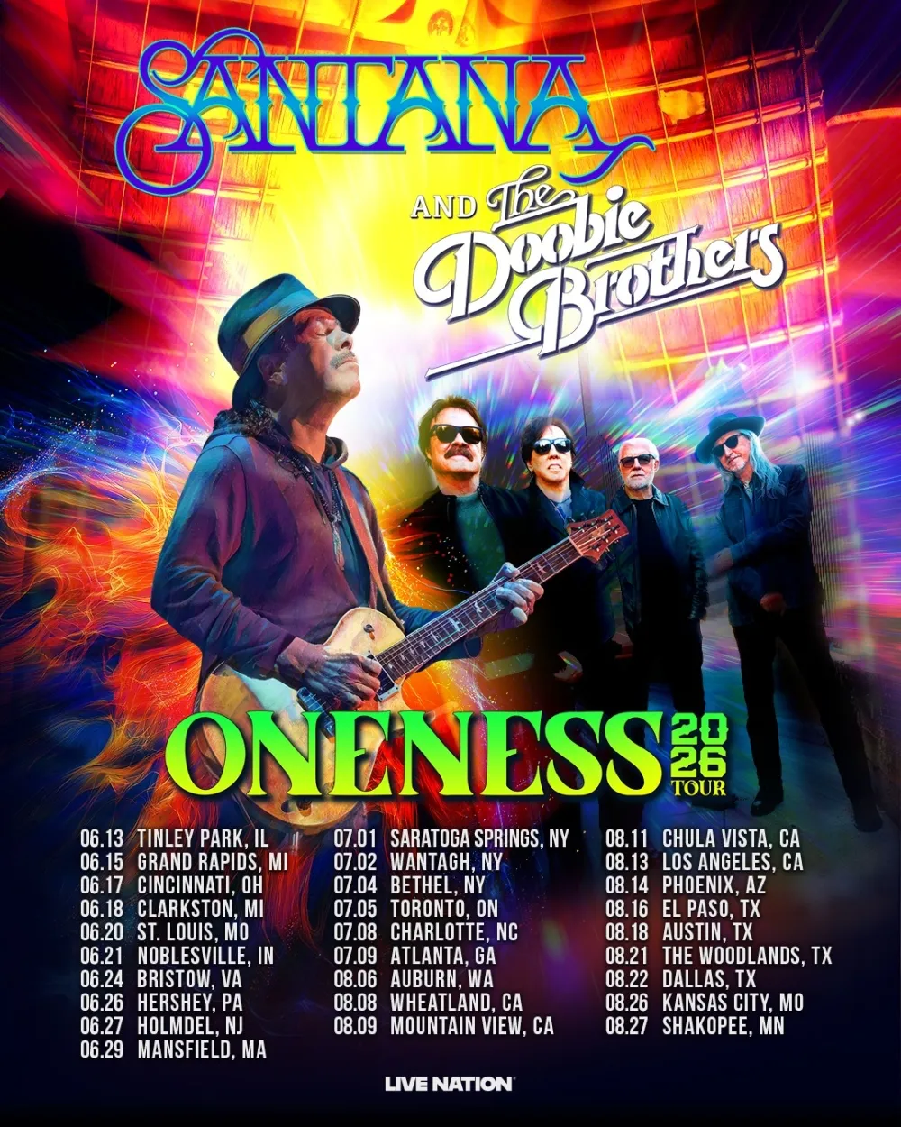 Santana live tour poster 2026–2027